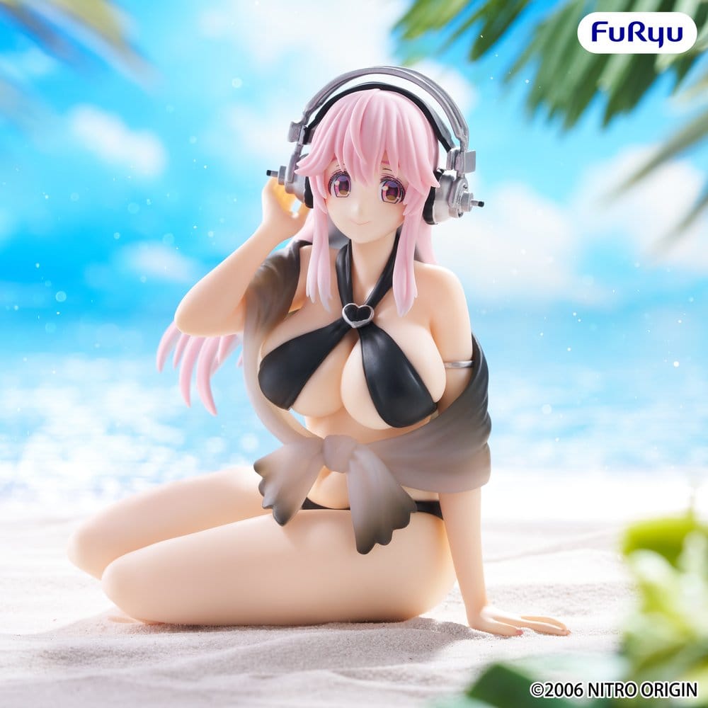 Super Sonico Noodle Stopper PVC Statue Super Sonico Swimsuit Black Color Ver. 10 cm - MangaShop.ro