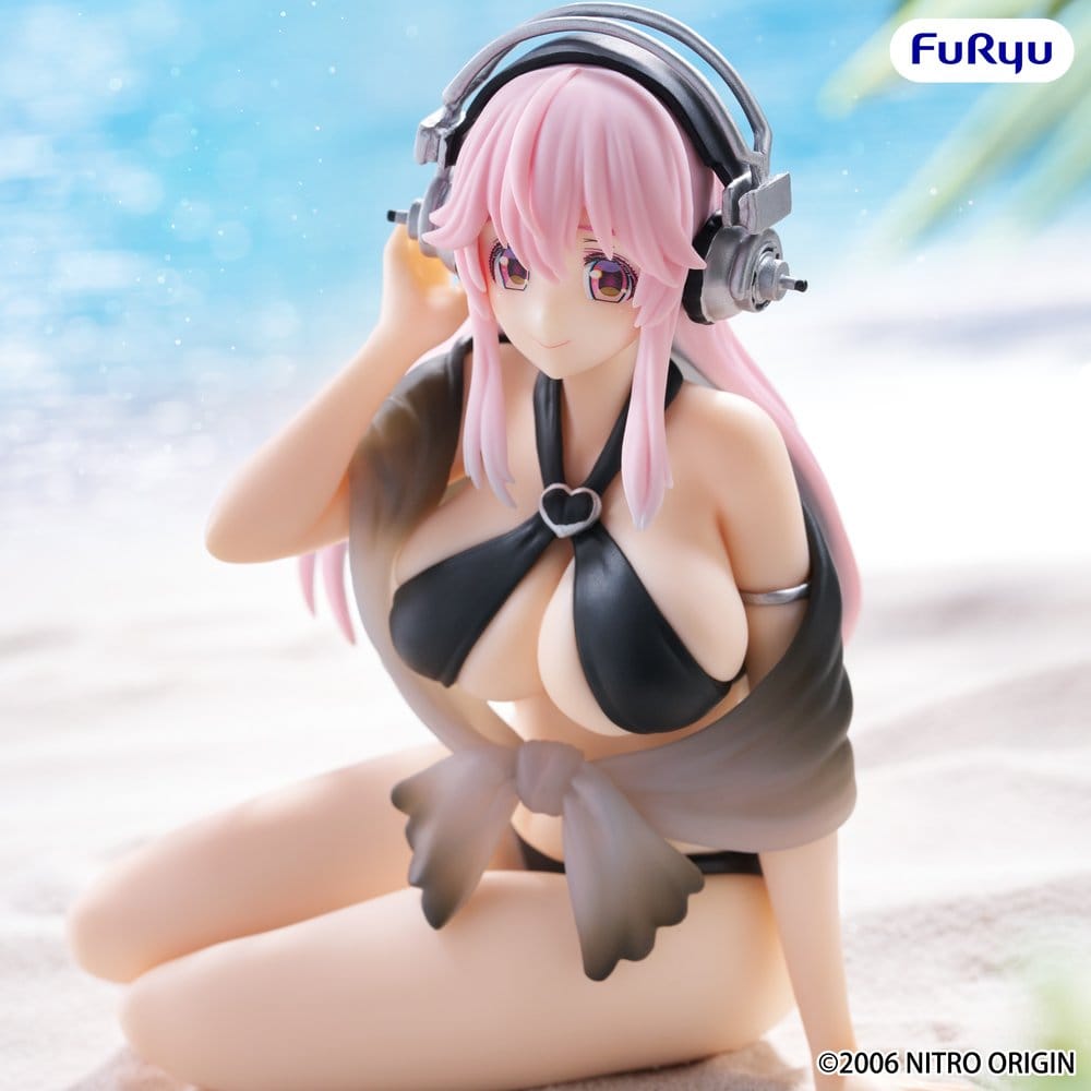 Super Sonico Noodle Stopper PVC Statue Super Sonico Swimsuit Black Color Ver. 10 cm - MangaShop.ro