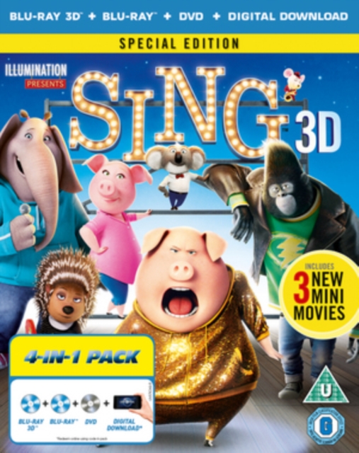 Sing 2016 Blu-ray / 3D Edition + 2D Edition + DVD + Digital Copy - MangaShop.ro