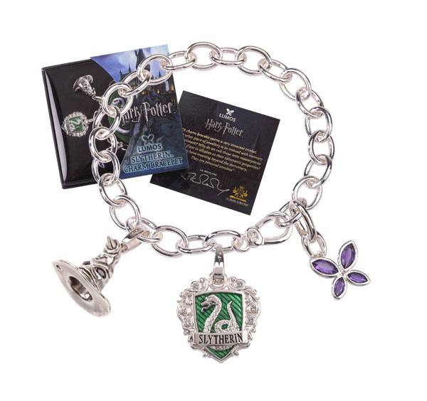 Harry Potter Charm Bracelet Lumos Slytherin (silver plated) - MangaShop.ro