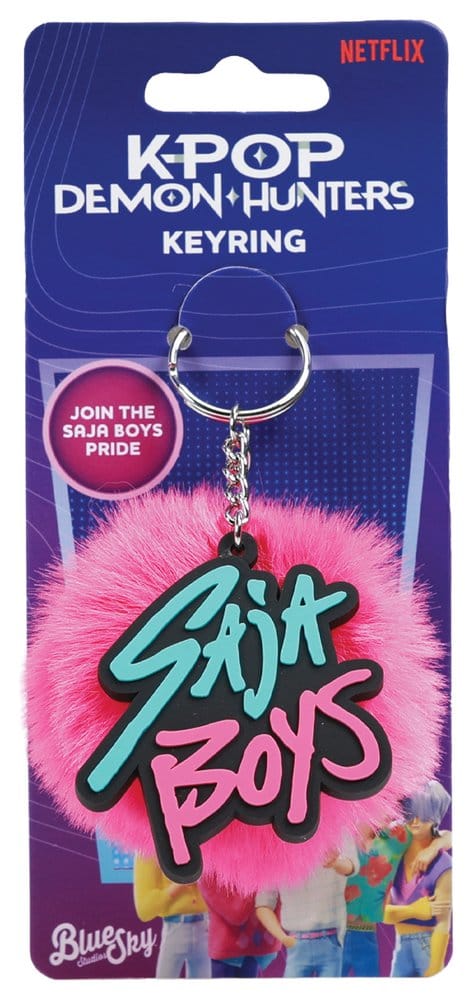 KPop Demon Hunters Pom Pom Keychain Saja Boys - MangaShop.ro