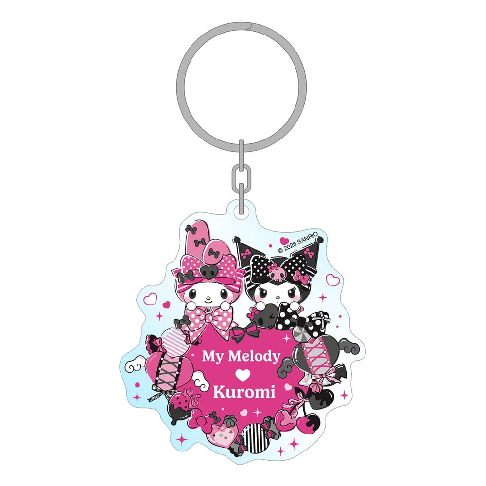 Sanrio Pink Black Party Series Acrylic Keychain My Melody & Kuromi 7 cm - MangaShop.ro