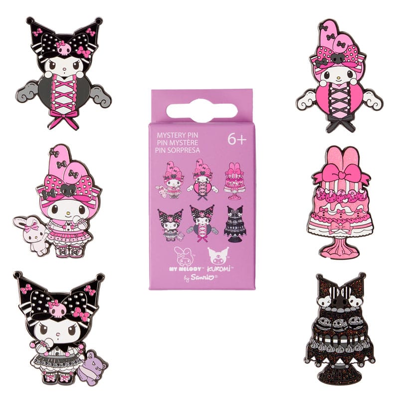 Paramount by Loungefly Enamel Pins Blind Box My Melody and Kuromi Pink and Black Assortment (12) - MangaShop.ro