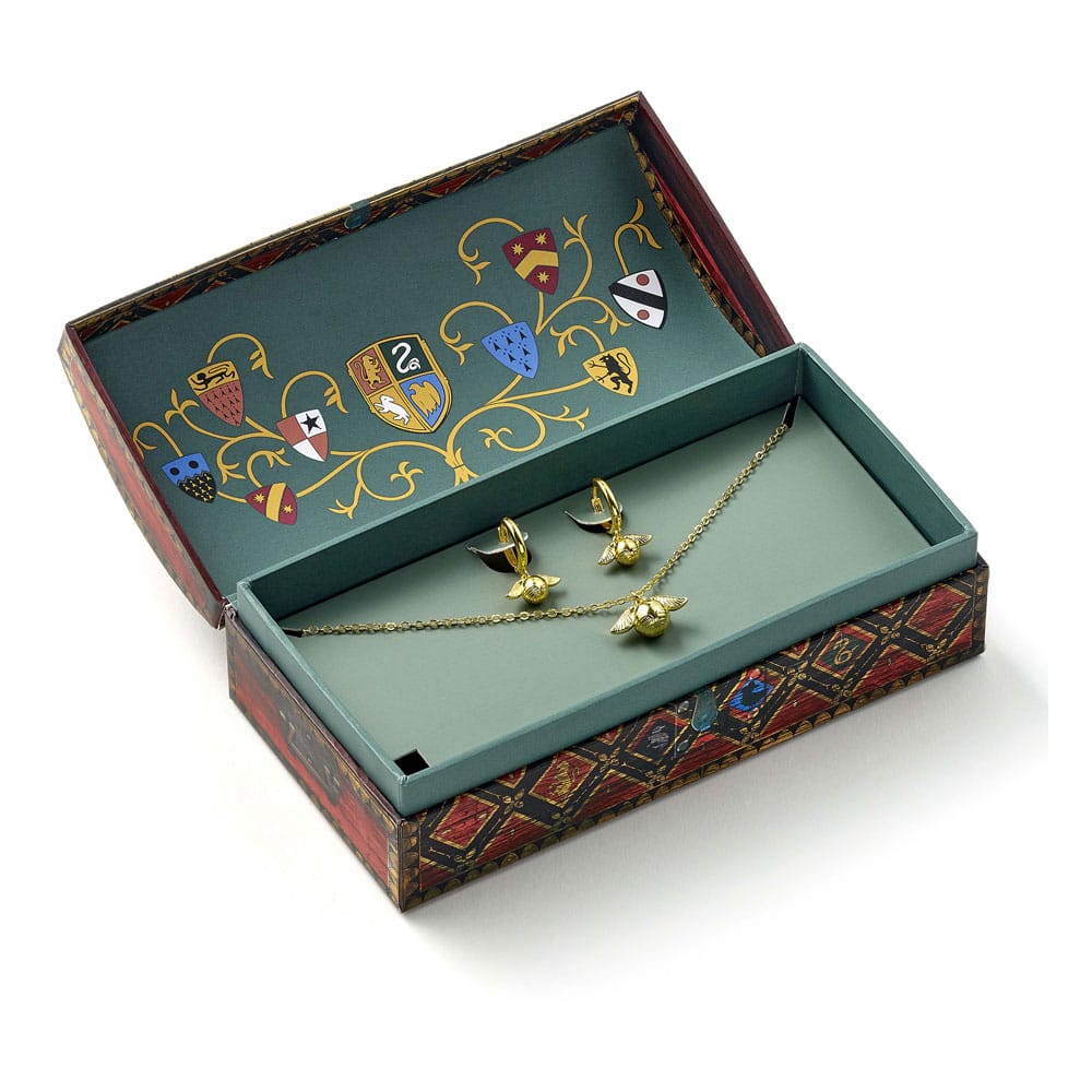 Harry Potter: Quidditch Golden Snitch Necklace and Earrings Gift Set (Golden Tone) - MangaShop.ro