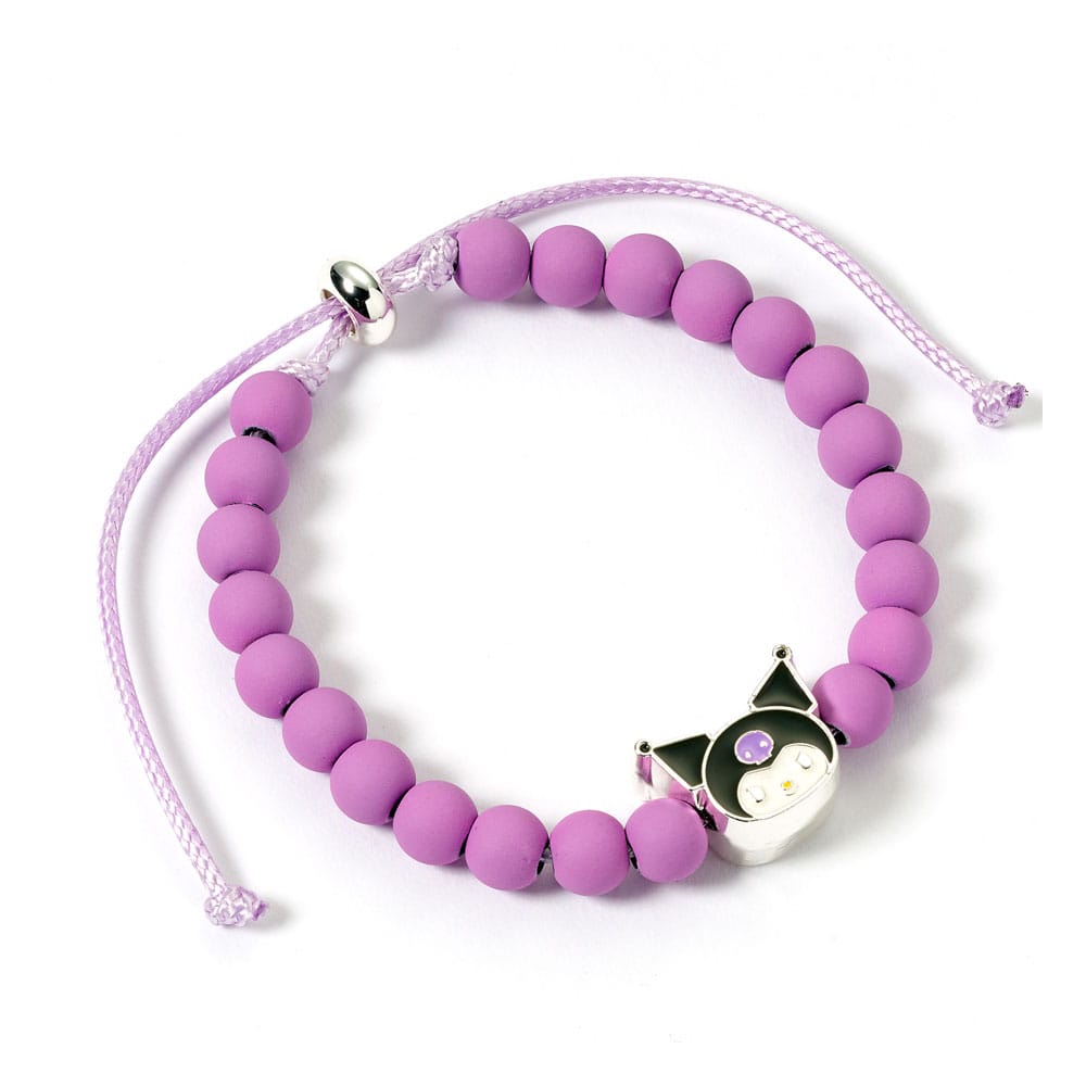 Hello Kitty Bracelet purple beads with Kuromi Charm 21 cm - MangaShop.ro