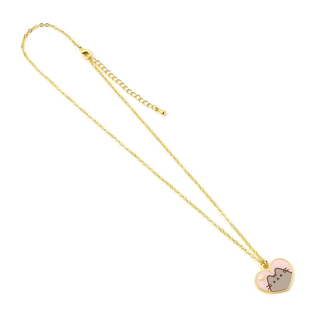 Pusheen Pendant & Necklace Pink and Gold Heart - MangaShop.ro