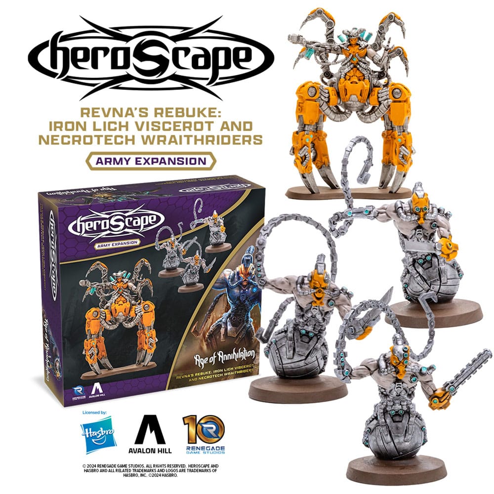 Heroscape Expansion Revna's Rebuke: Iron Lich Viscerot and Necrotech Wraithriders Army *English Version* - MangaShop.ro