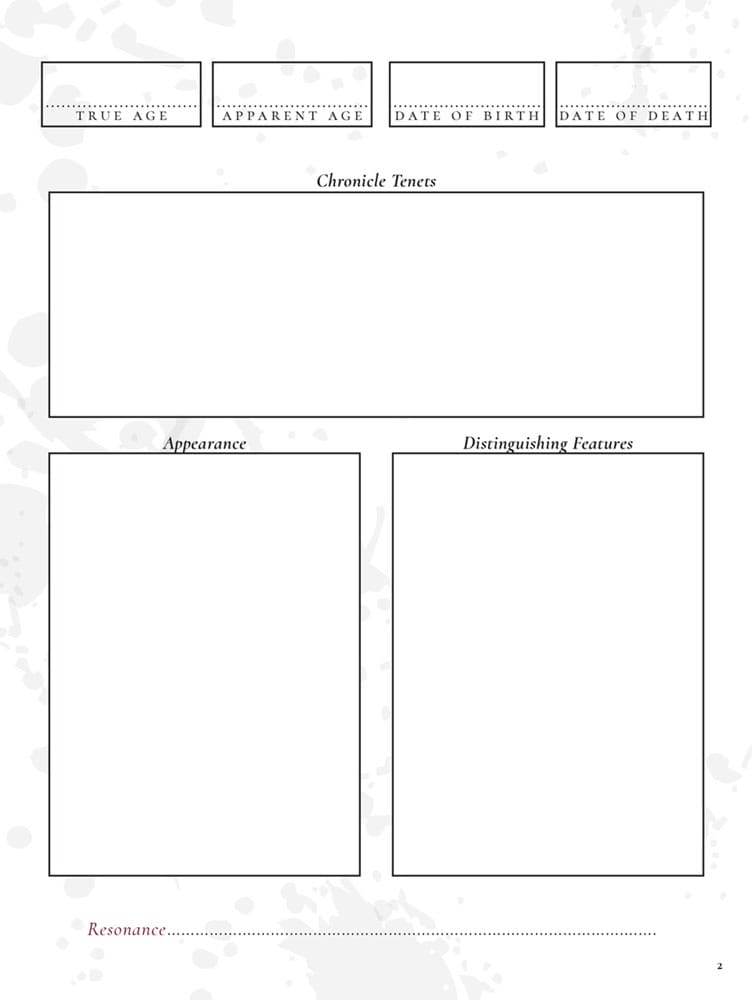 Vampire: The Masquerade 5th Edition RPG Journal Expanded Character Sheet Journal *Englische Version* - MangaShop.ro