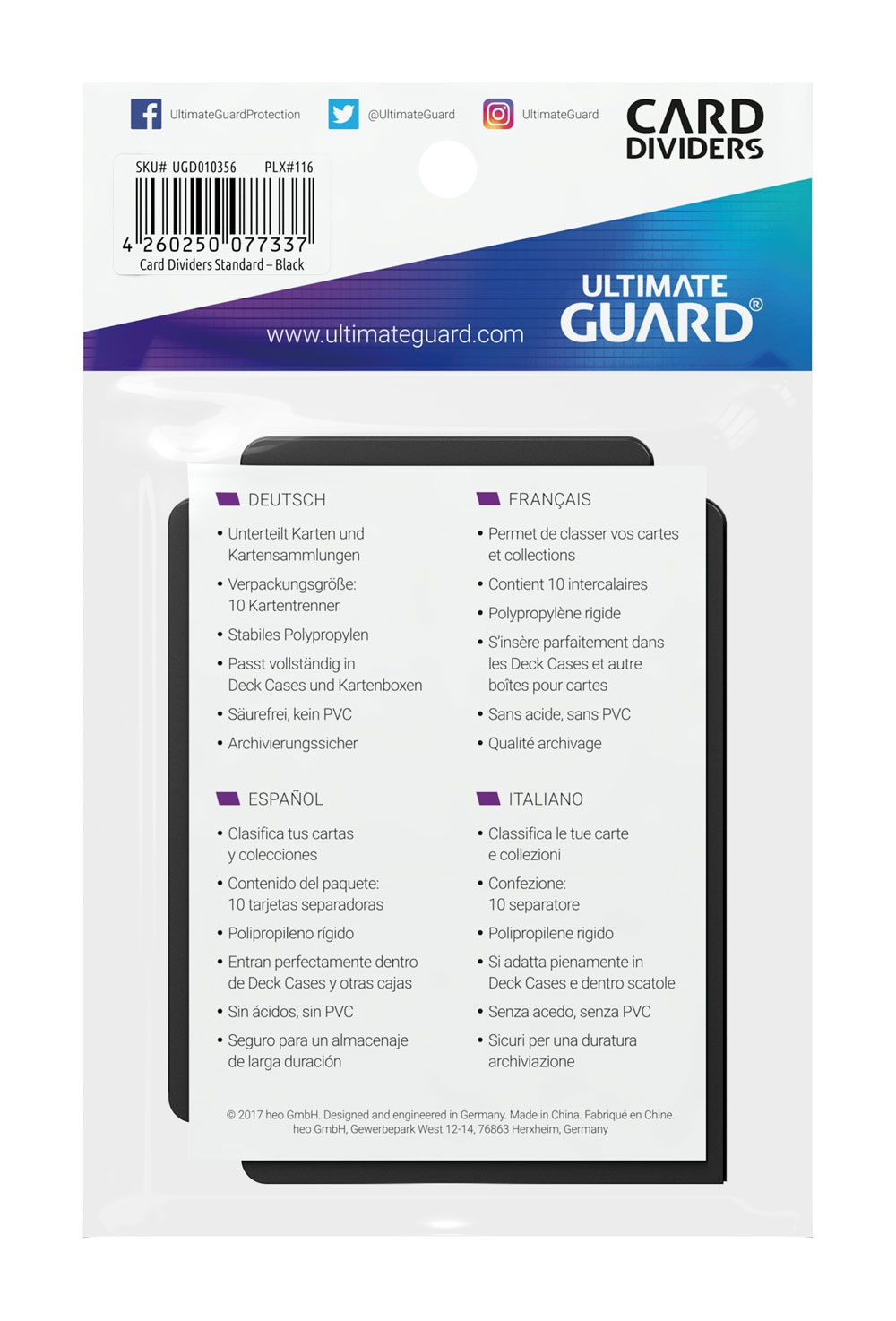Ultimate Guard Card Dividers Standard Size Black (10) - MangaShop.ro