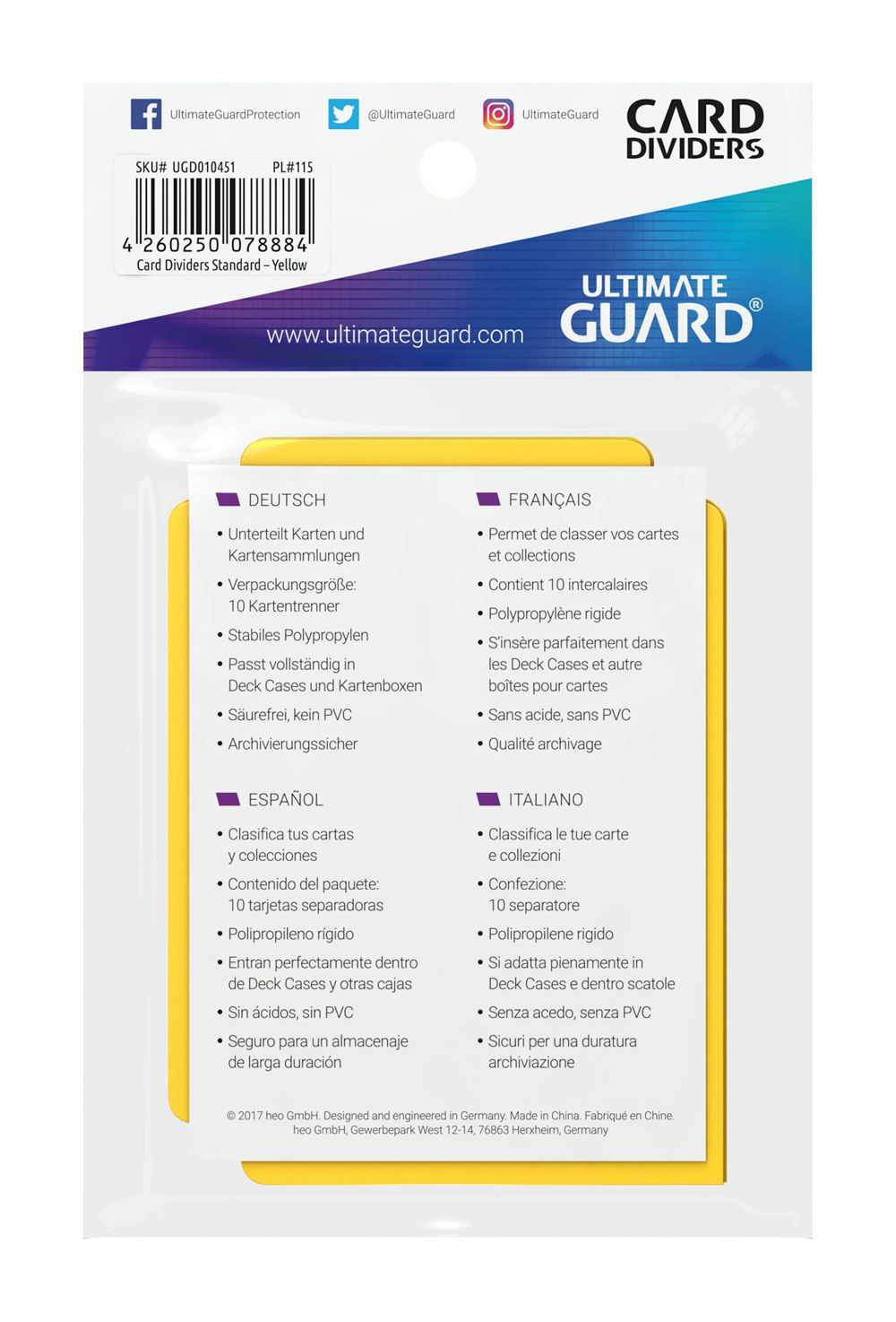 Ultimate Guard Card Dividers Standard Size Yellow (10) - MangaShop.ro