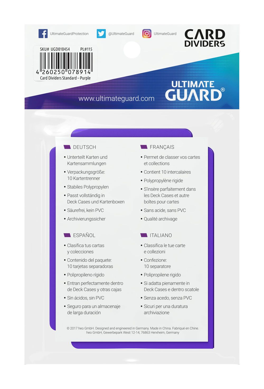 Ultimate Guard Card Dividers Standard Size (10) - Purple - MangaShop.ro