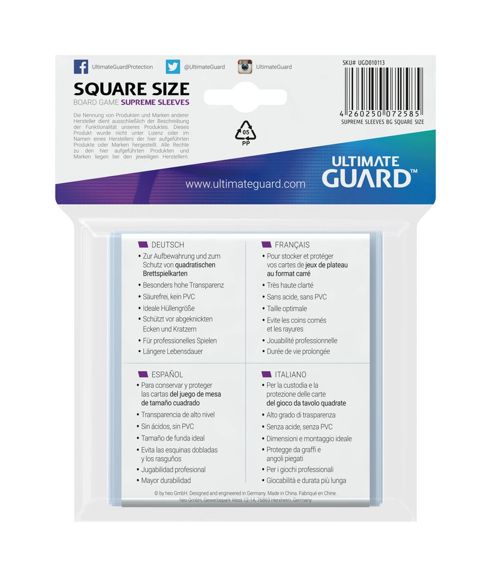 Ultimate Guard Supreme Sleeves for Board Game Cards Square (50) - MangaShop.ro