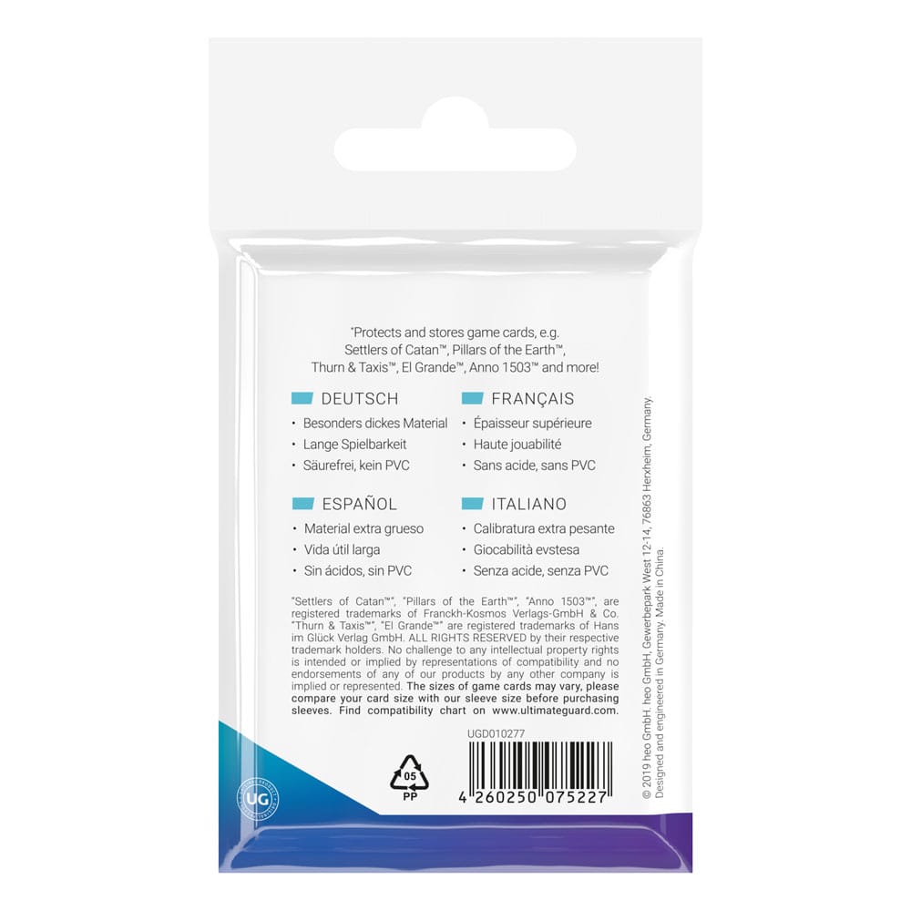 Ultimate Guard Premium Soft Sleeves for Board Game Cards Mini European (50) - MangaShop.ro
