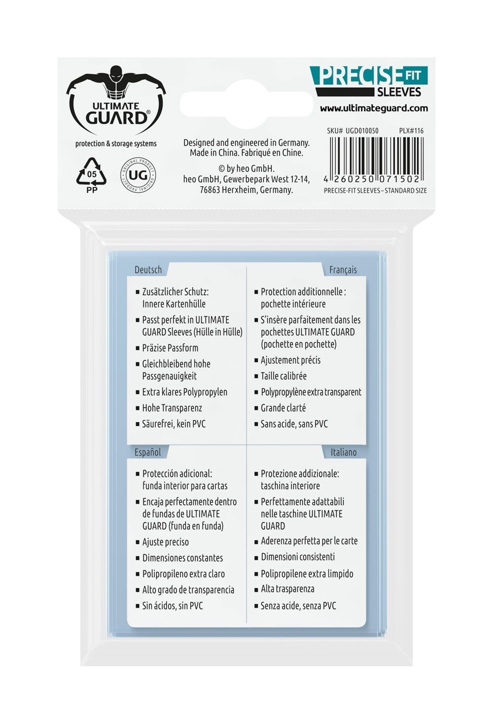 Ultimate Guard Precise-Fit Sleeves Standard Size Transparent (100) - MangaShop.ro