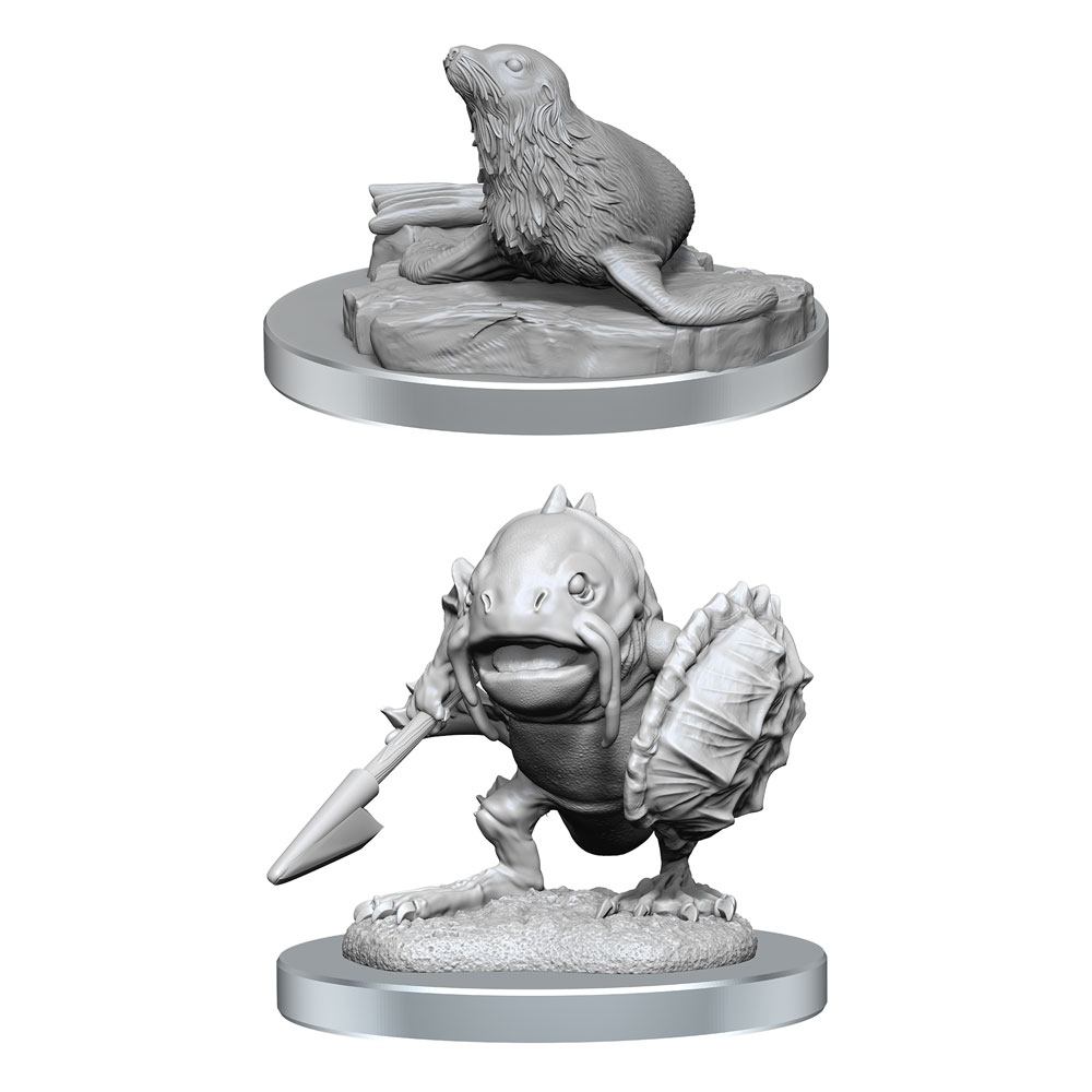 D&D Nolzur's Marvelous Miniatures Unpainted Miniatures 2-Pack Locathah & Seal - MangaShop.ro