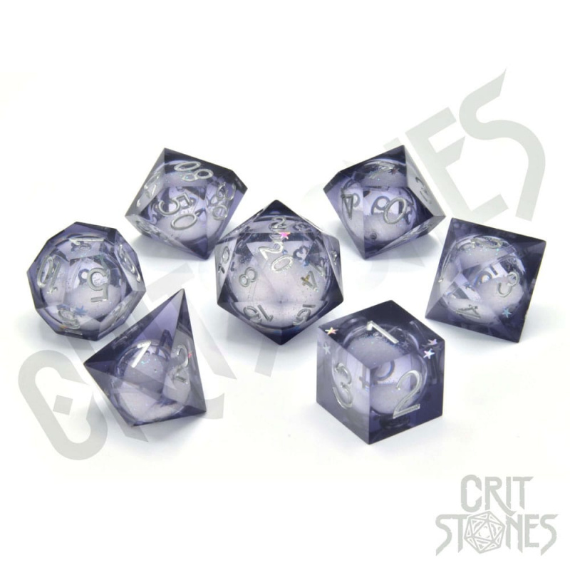 CritStones Liquid Core Dice Set Orbital Tide (silver ink) (7) - MangaShop.ro