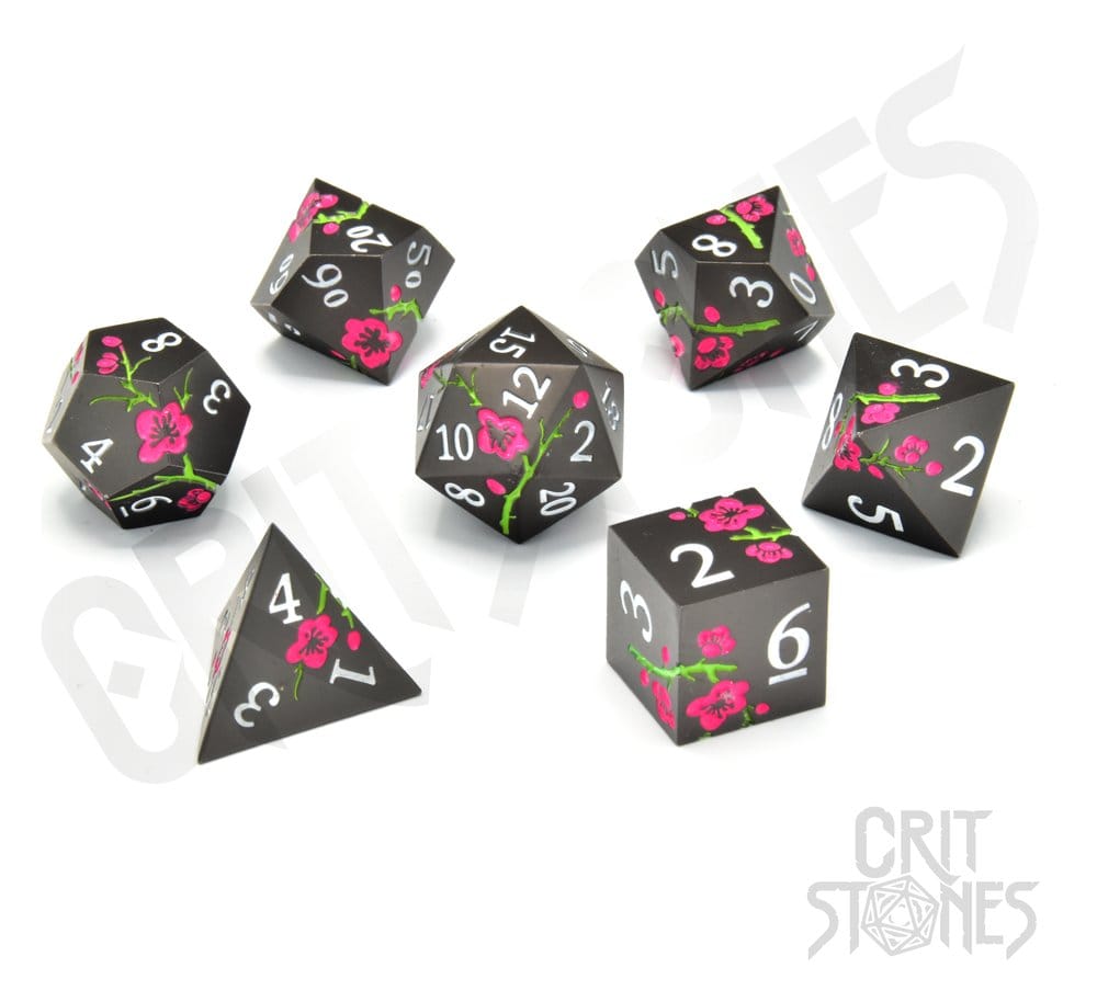 CritStones Metal Dice Set Nighttime Blossom (7) - MangaShop.ro