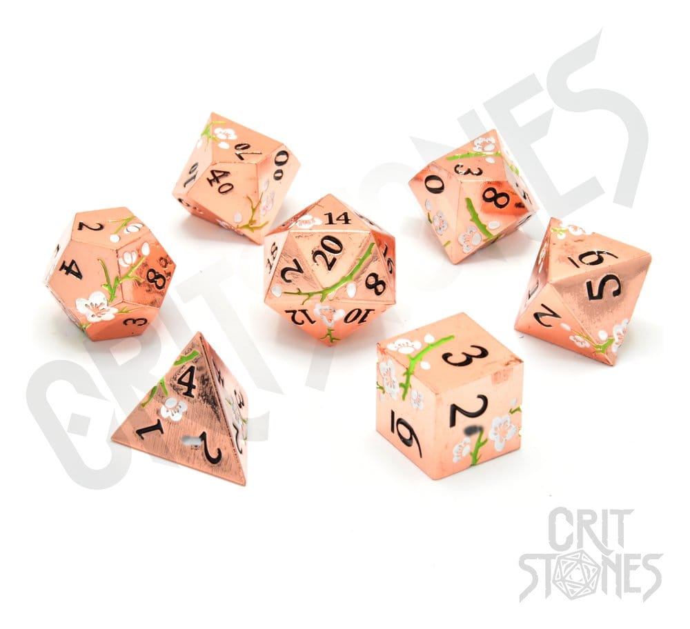 CritStones Metal Dice Set Pink Blossom (7) - MangaShop.ro