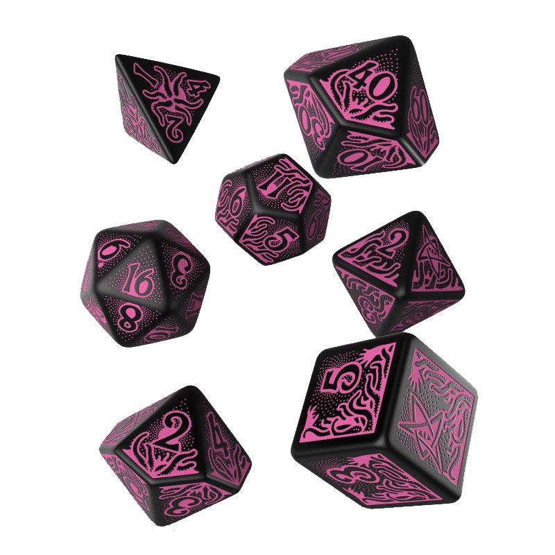 Call of Cthulhu 7th Edition Dice Set Black & Magenta (7) - MangaShop.ro