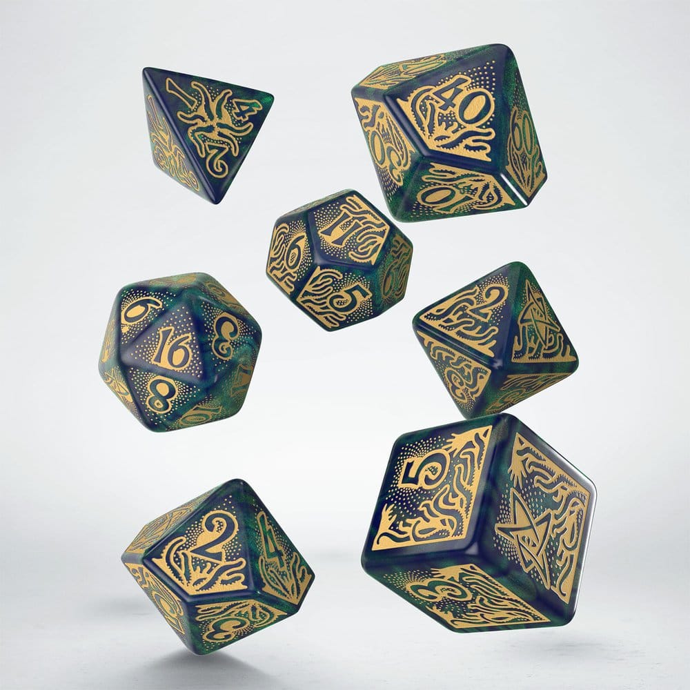Call of Cthulhu 7th Edition Dice Set of 7 Blue-green & Gold - MangaShop.ro
