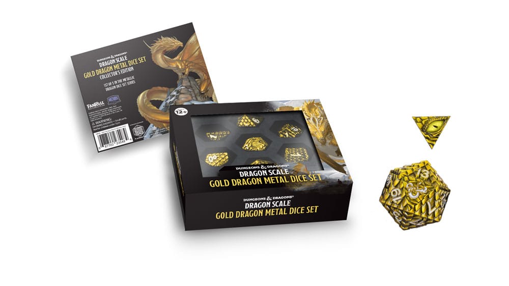 Dungeons & Dragons Premium Metal Dice Set Dragon Scale Gold (7) - MangaShop.ro