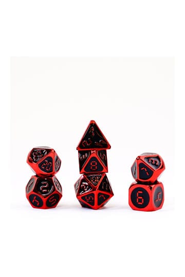 FanRoll  Dice Set Red with Black Enamel (7) - MangaShop.ro