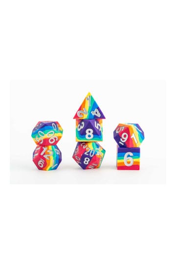 FanRoll Sharp Edge Silicone Dice Set Rainbow (7) - MangaShop.ro