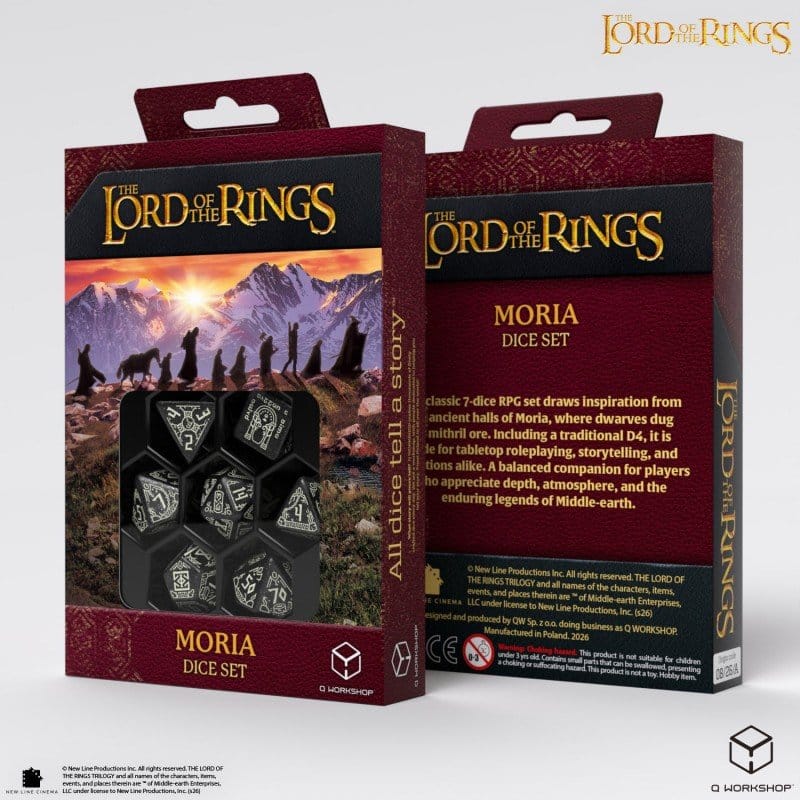 The Lord of the Rings Dice Set of 7 Moria (Glow in the Dark) - MangaShop.ro