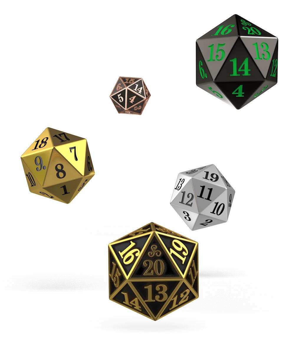 Oakie Doakie Dice D20 Spindown Dice Set Metal (5) - MangaShop.ro