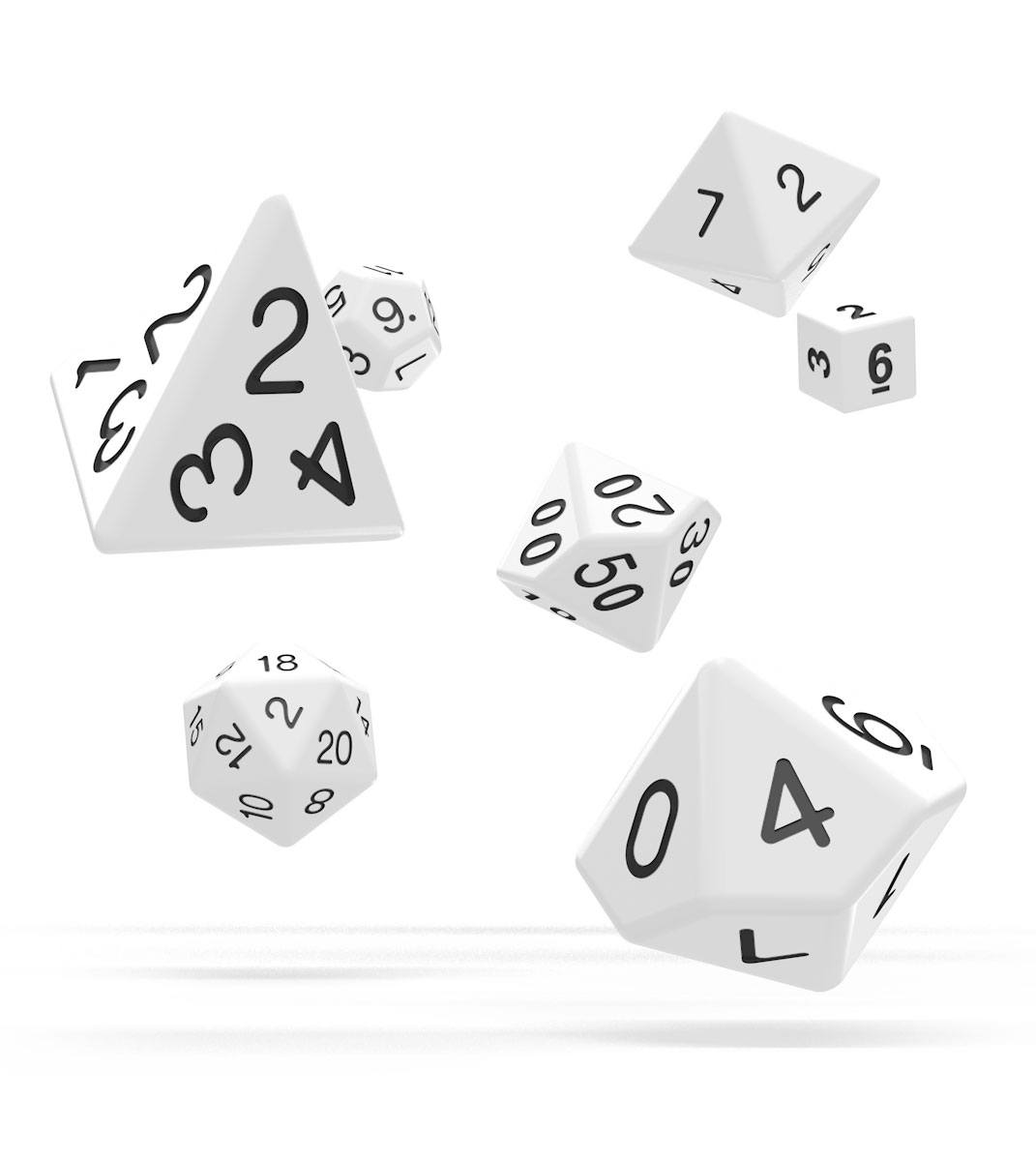 Oakie Doakie Dice RPG Set Solid - White (7) - MangaShop.ro