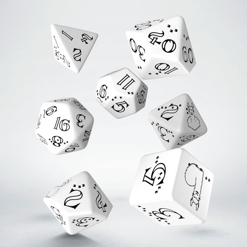 Bright Llama Dice Set White & Black (7) - MangaShop.ro