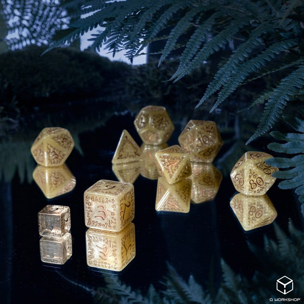 Elvish Jumbo Dice Set of 7 (Shimmering Beige & Copper) - MangaShop.ro