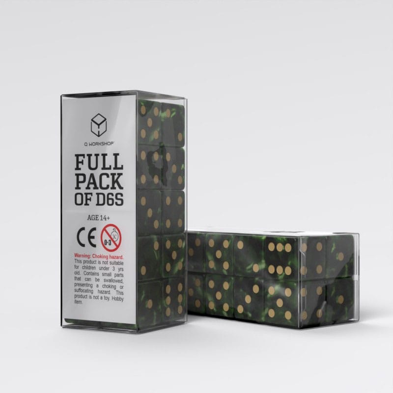Q Workshop Dice Set Full Pack D6 Green (20) - MangaShop.ro