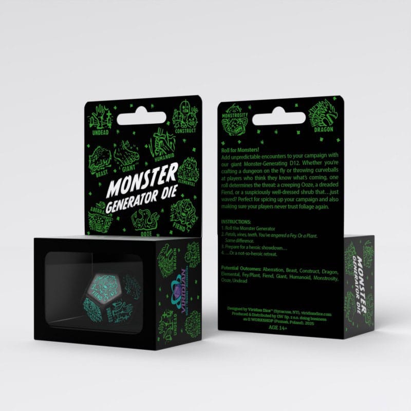 Viridian Jumbo Dice Monster Generator Die D12 Black - MangaShop.ro