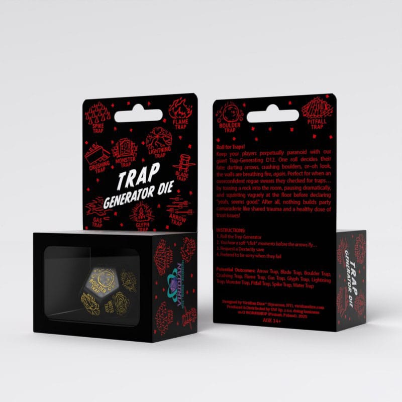 Viridian Jumbo Dice Trap Generator Die D12 Black - MangaShop.ro