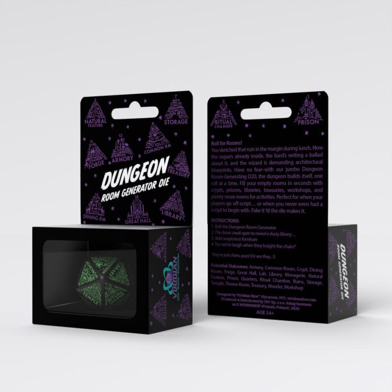 Viridian Jumbo Dice Dungeon Room Generator D20 Black - MangaShop.ro