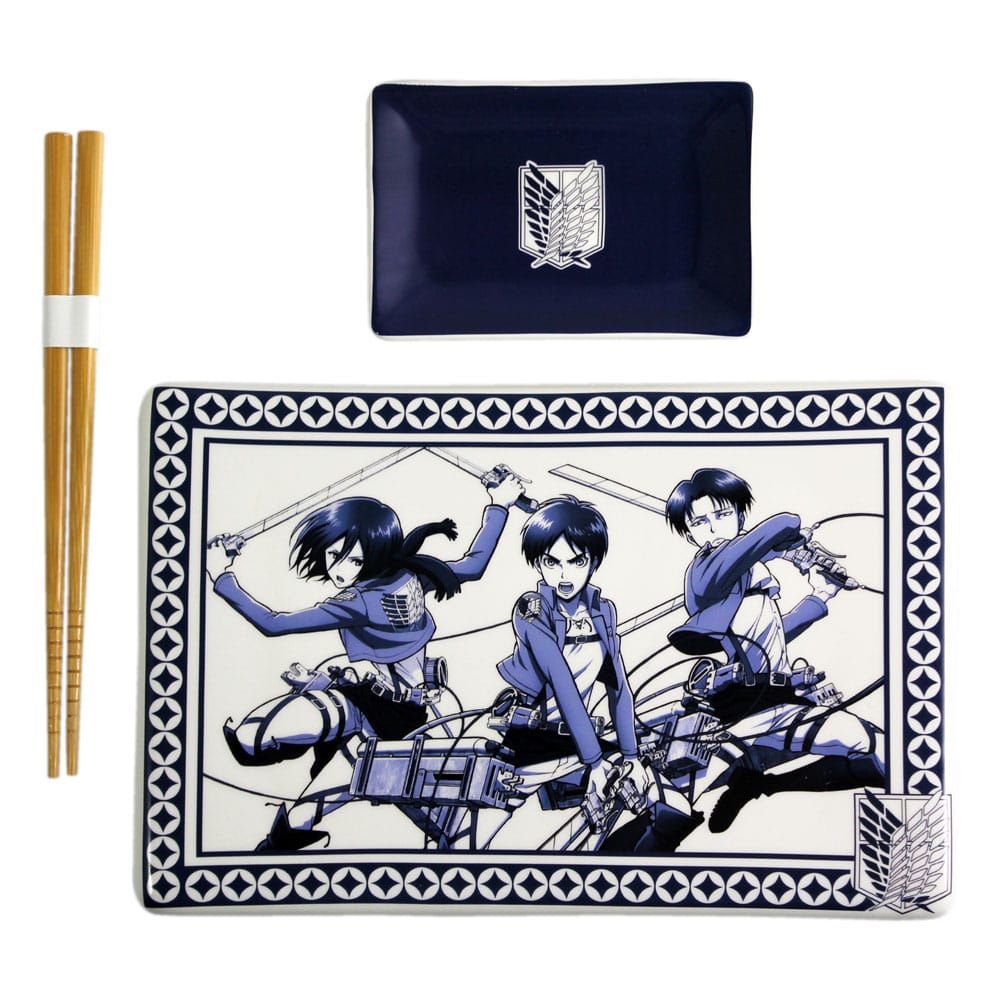 Attack on Titan Ceramic Sushi Set with Chopsticks - MangaShop.ro
