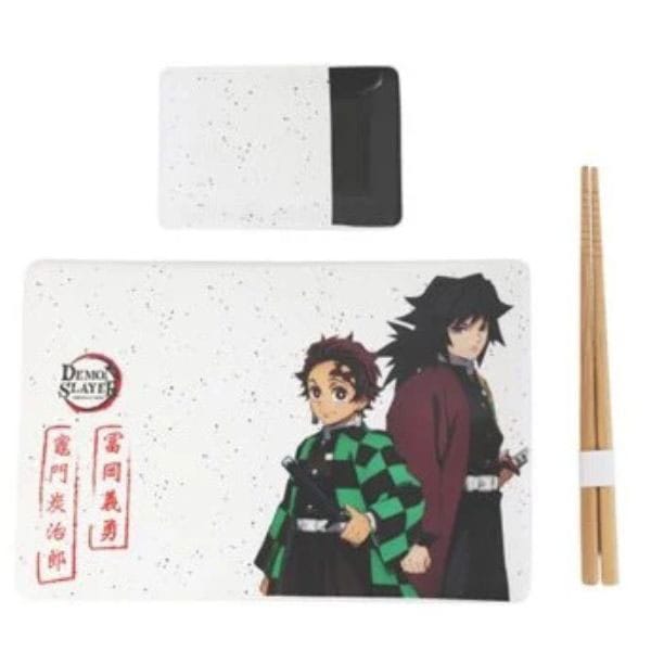 Demon Slayer Ceramic Sushi Set with Chopsticks Tanjiro & Giyu - MangaShop.ro