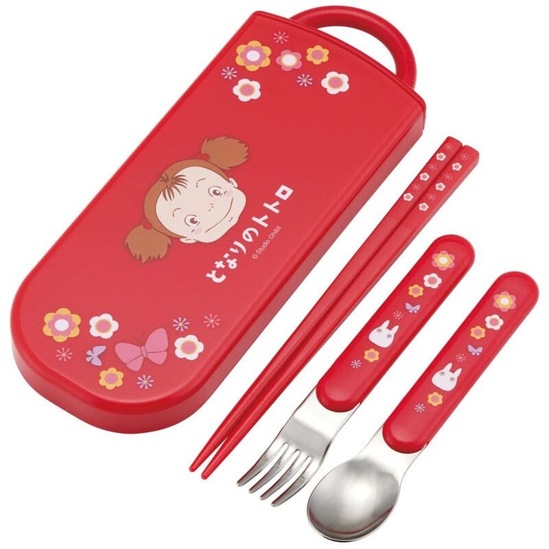 My Neighbor Totoro Chopsticks & Spoon & Fork Set Mei Red - MangaShop.ro