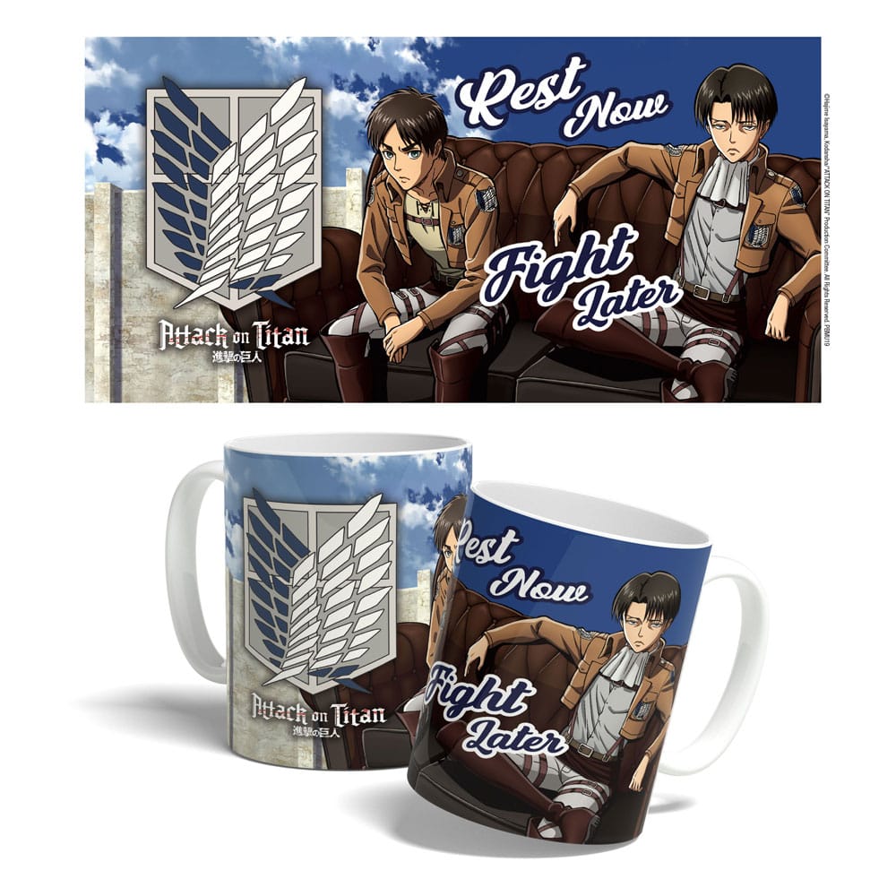 Attack on Titan Mug Rest Now, Fight Later 325 ml - MangaShop.ro