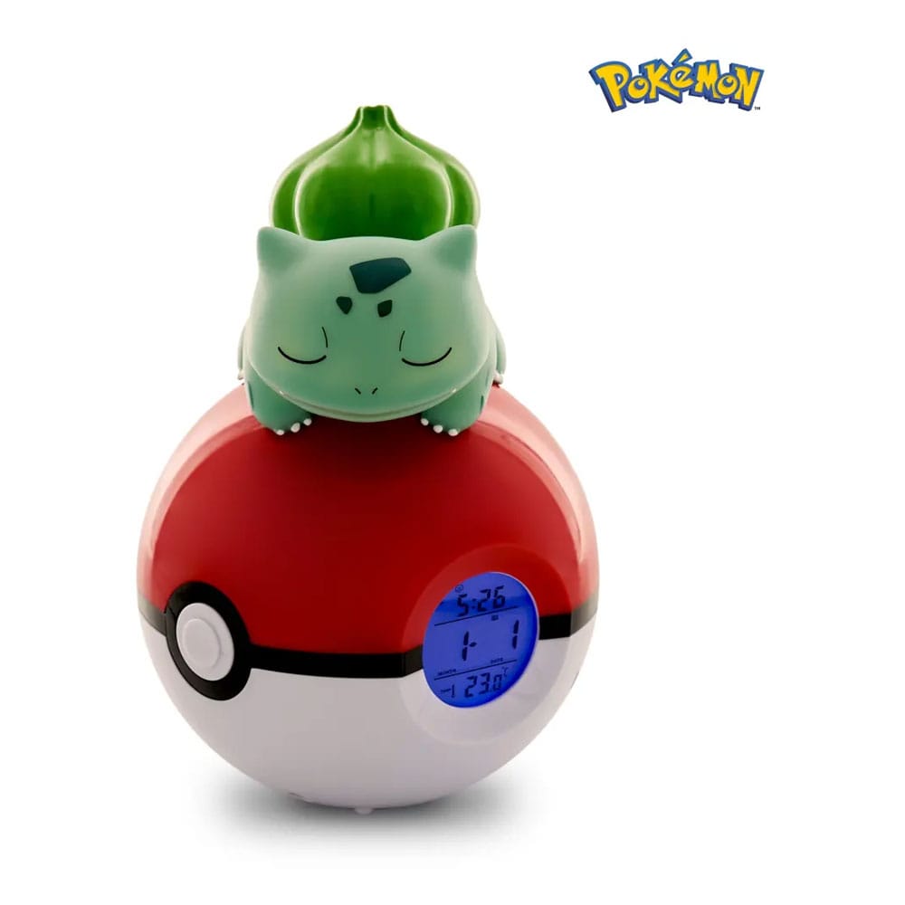 Pokemon Alarm Clock Pokeball with Light Bulbasaur 18 cm - MangaShop.ro