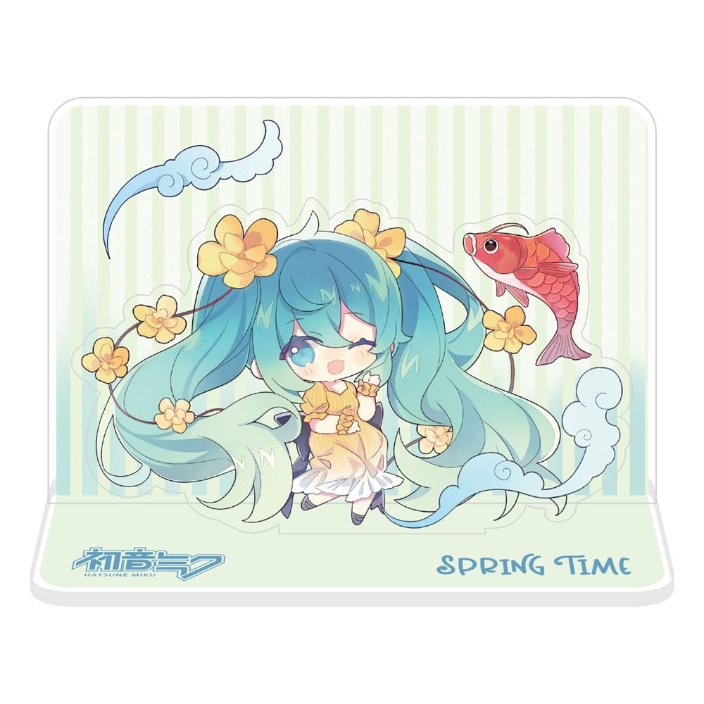 Hatsune Miku Acrylic Figure Standee Hatsune Miku Spring Time Chibi Miku with Koi 11 cm - MangaShop.ro
