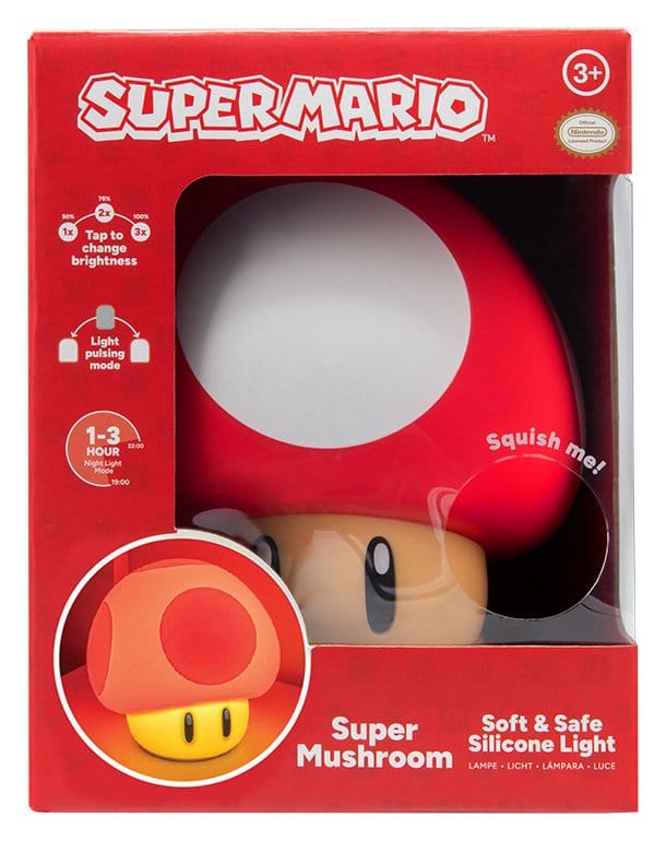 Super Mario SquishyGlo Silicon Light Super Mushroom Rechargeable 15 cm - MangaShop.ro