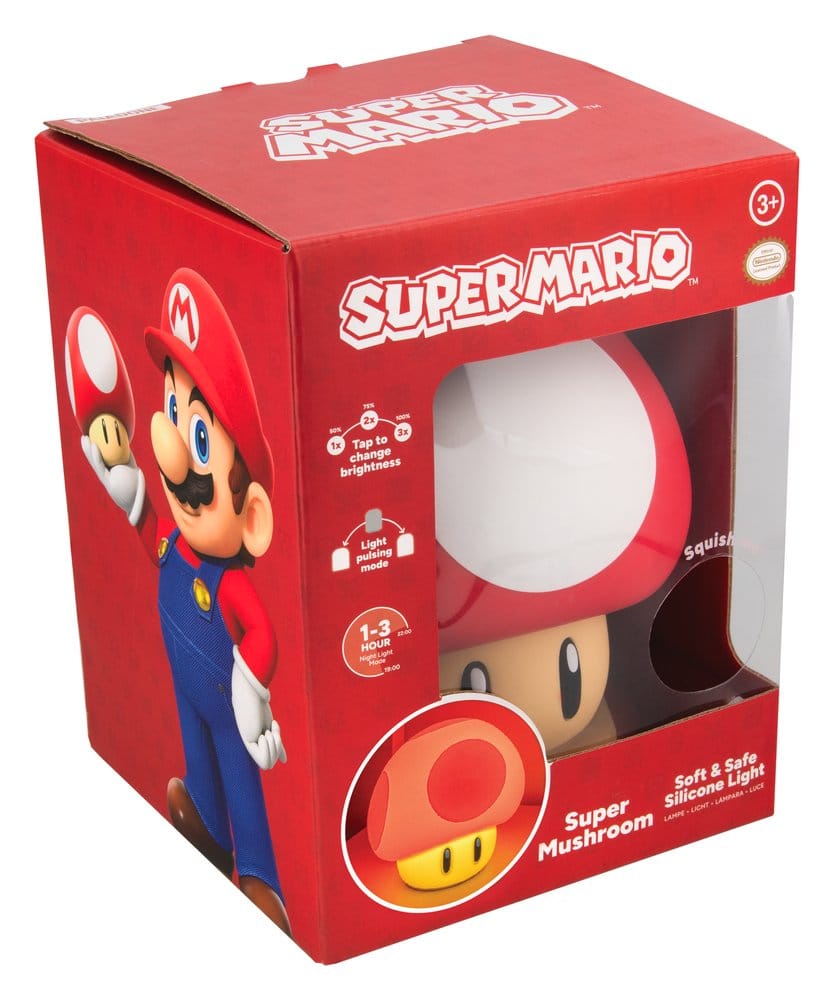 Super Mario SquishyGlo Silicon Light Super Mushroom Rechargeable 15 cm - MangaShop.ro