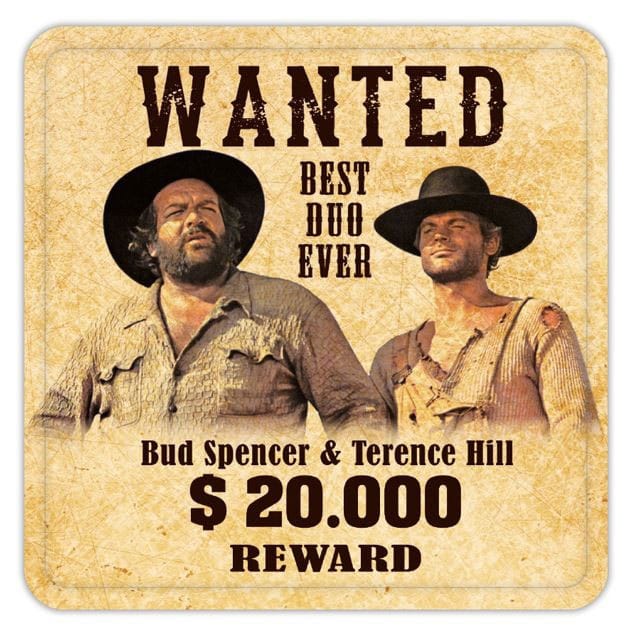 Bud Spencer & Terence Hill Tin coasters Wanted 10 x 10 cm - MangaShop.ro