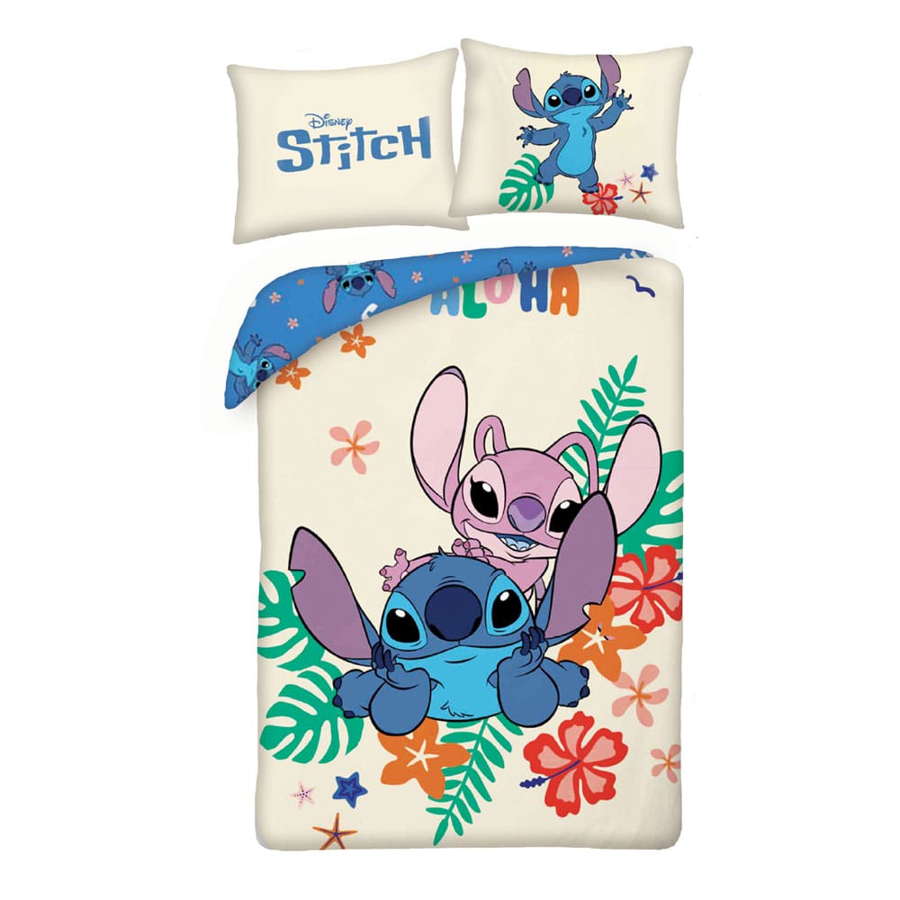 Lilo & Stitch Duvet Set Stitch & Angel Flowers 140 x 200 cm / 70 x 90 cm - MangaShop.ro