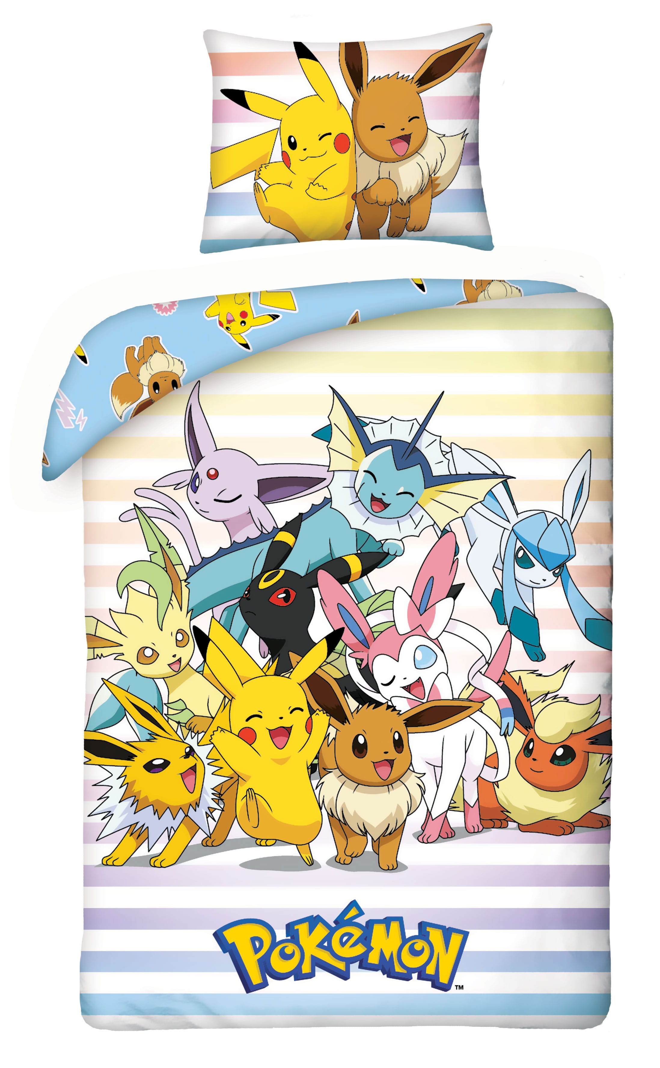 Pokemon Duvet Set Pikachu, Eevee & Friends 135 x 200 cm / 80 x 80 cm - MangaShop.ro