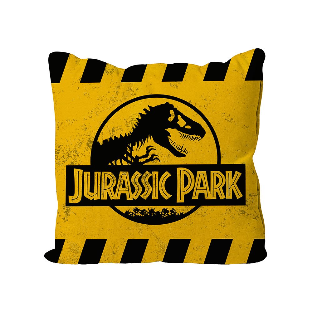 Jurassic Park Cushion Caution Yellow Logo 40 x 40 cm - MangaShop.ro