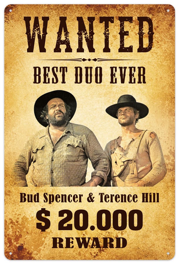 Bud Spencer & Terence Hill Tin Sign Wanted 20 x 30 cm - MangaShop.ro