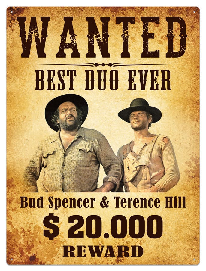 Bud Spencer & Terence Hill Tin Sign Wanted 30 x 40 cm - MangaShop.ro